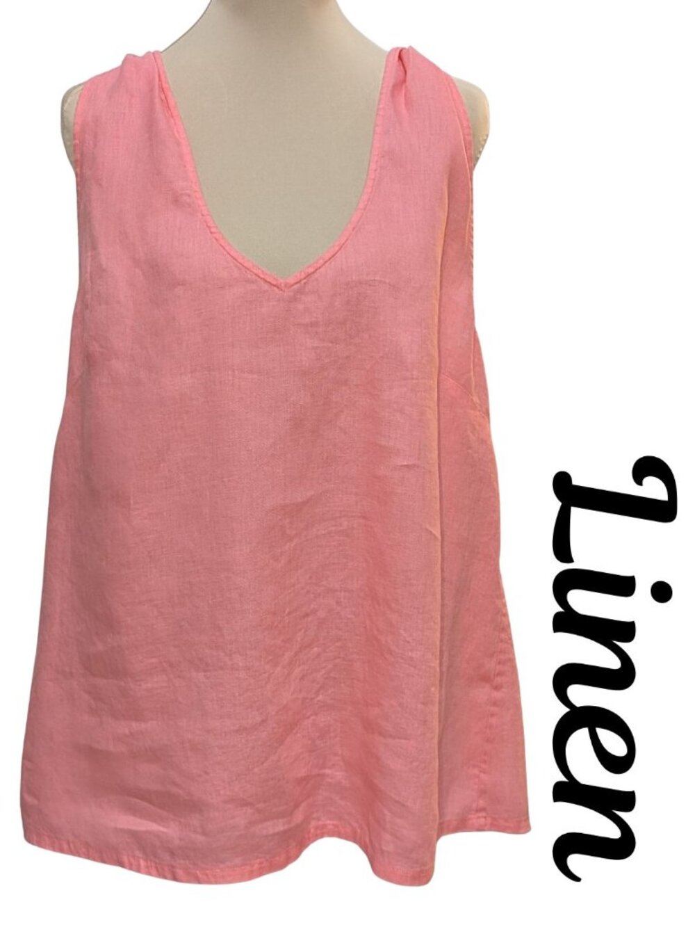 Tommy Bahama 100% Linen V-Neck Tie-Back Tank Top